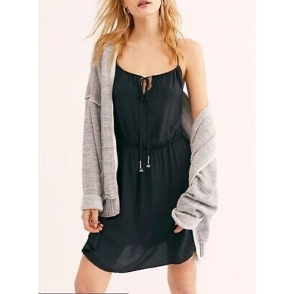 Intimately Free People Shake it Up Mini Dress Elastic Waist Spaghetti Strap Lg - Picture 2 of 16